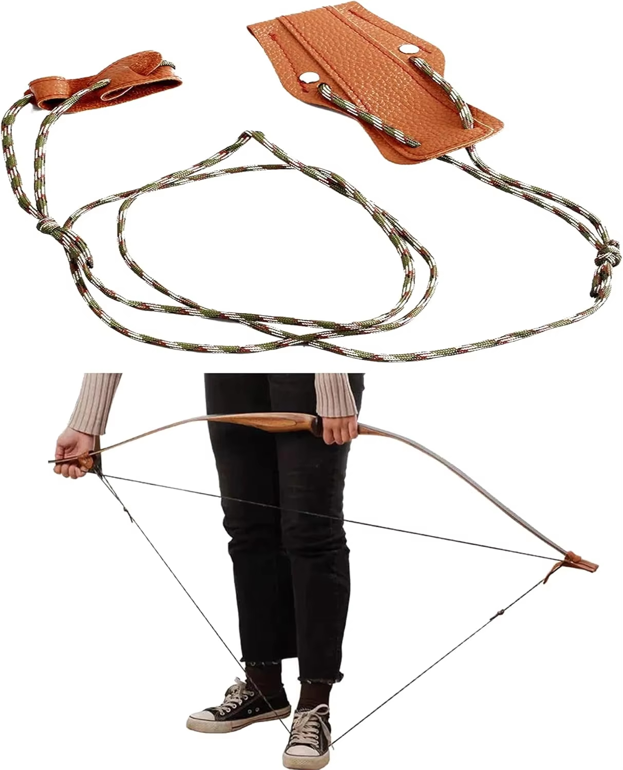 Bow Stringer Tool - Archery Leather Recurve Bow Stringer Tool