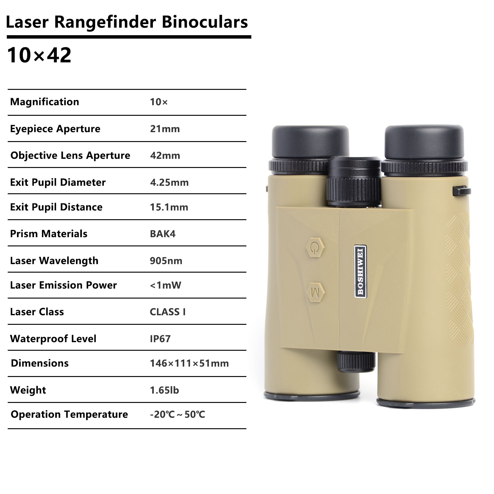 BOSHIWEI 10x42 Laser Rangefind - Rangefinder Laser Hunting recensie en prijs