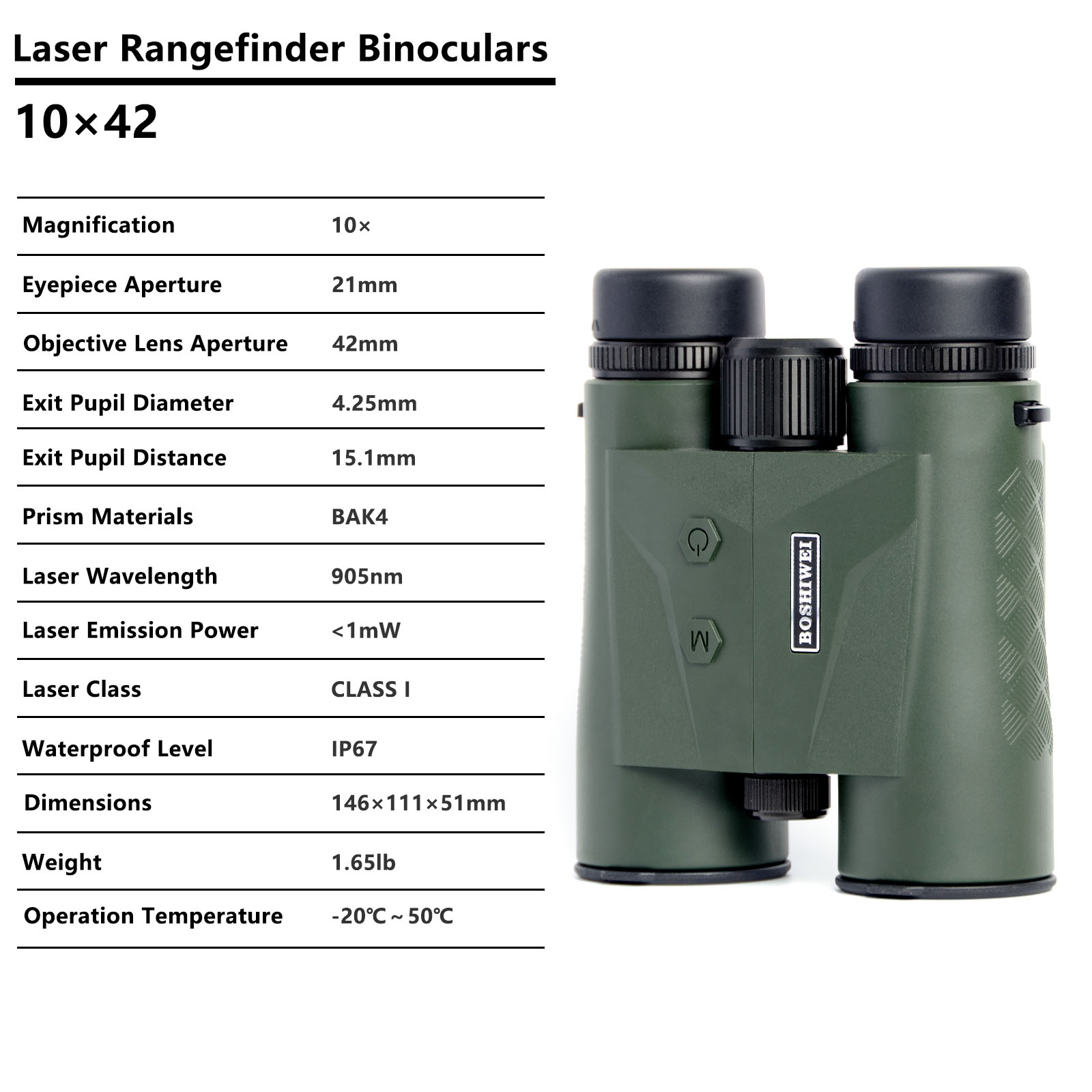 BOSHIWEI 10x42 Laser Rangefind - Rangefinder Laser Hunting recensie en prijs